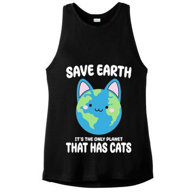 Save Earth It's The Only Planet That Has Cats Funny Cute Ladies PosiCharge Tri-Blend Wicking Tank