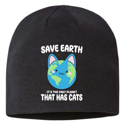Save Earth It's The Only Planet That Has Cats Funny Cute Sustainable Beanie