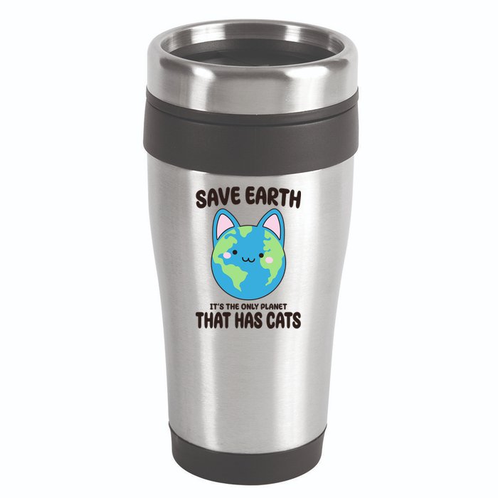Save Earth It's The Only Planet That Has Cats Funny Cute 16oz Travel Tumbler