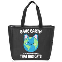 Save Earth It's The Only Planet That Has Cats Funny Cute Zip Tote Bag