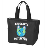 Save Earth It's The Only Planet That Has Cats Funny Cute Zip Tote Bag