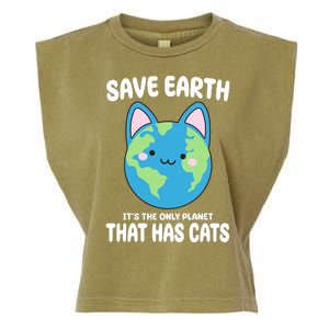 Save Earth It's The Only Planet That Has Cats Funny Cute Garment-Dyed Women's Muscle Tee