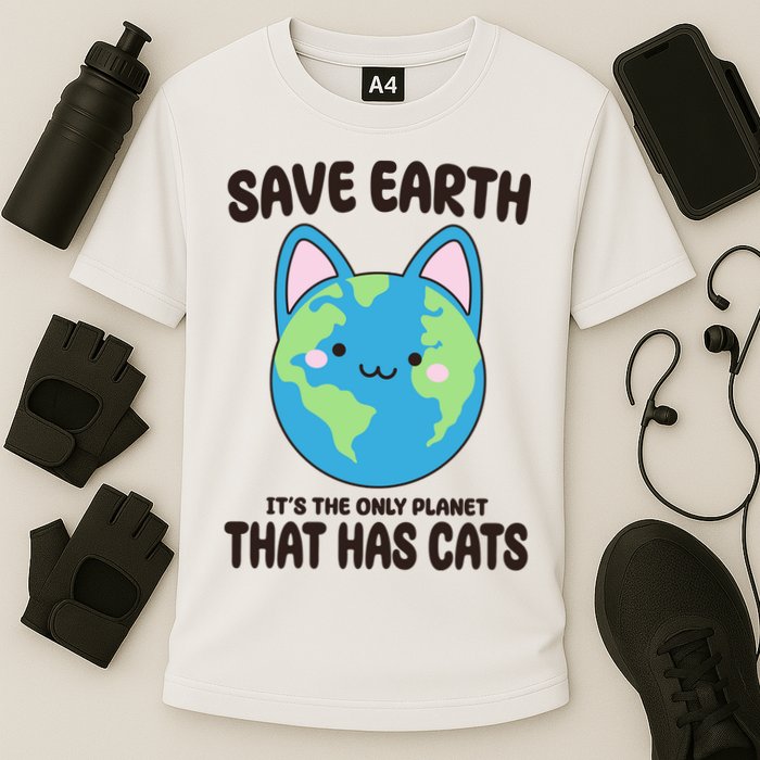 Save Earth It's The Only Planet That Has Cats Funny Cute Performance Shirt