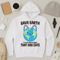 Save Earth It's The Only Planet That Has Cats Funny Cute Hoodie