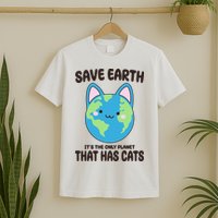 Save Earth It's The Only Planet That Has Cats Funny Cute T-Shirt