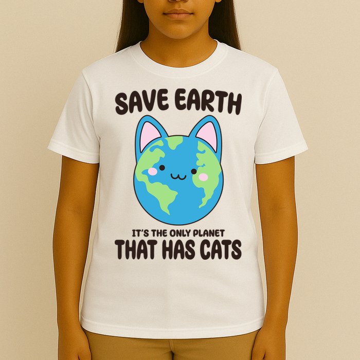 Save Earth It's The Only Planet That Has Cats Funny Cute T-Shirt