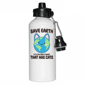 Save Earth It's The Only Planet That Has Cats Funny Cute Aluminum Water Bottle