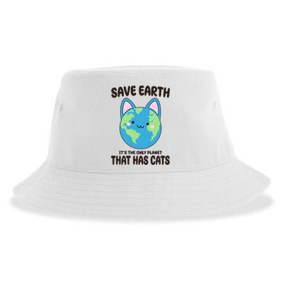 Save Earth It's The Only Planet That Has Cats Funny Cute Sustainable Bucket Hat