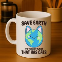 Save Earth It's The Only Planet That Has Cats Funny Cute Mug