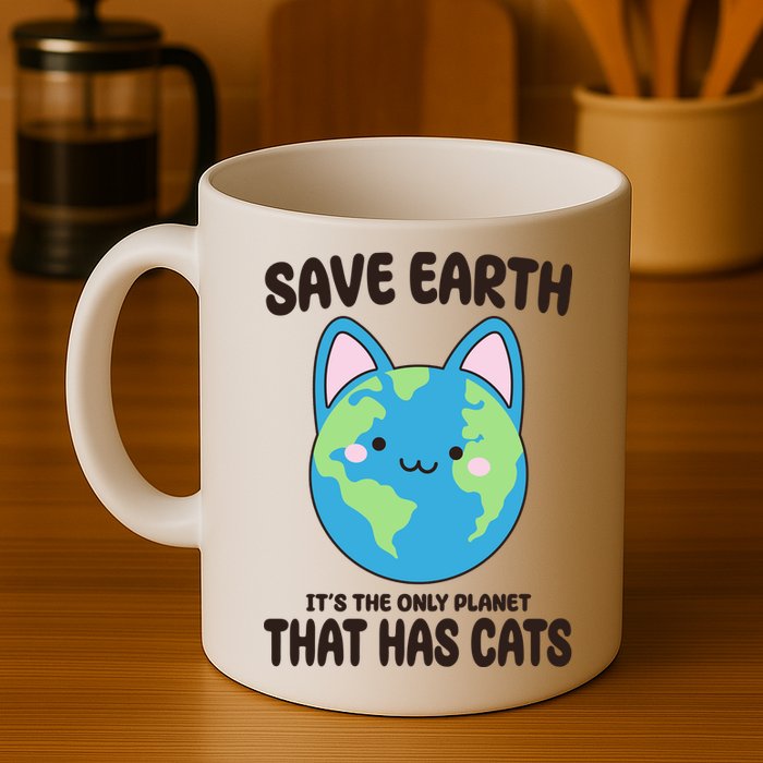 Save Earth It's The Only Planet That Has Cats Funny Cute Mug