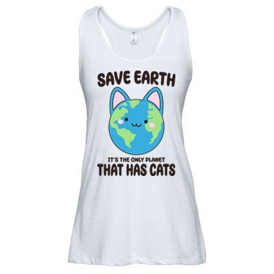 Save Earth It's The Only Planet That Has Cats Funny Cute Ladies Essential Flowy Tank