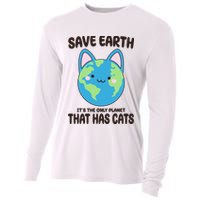Save Earth It's The Only Planet That Has Cats Funny Cute Cooling Performance Long Sleeve Crew