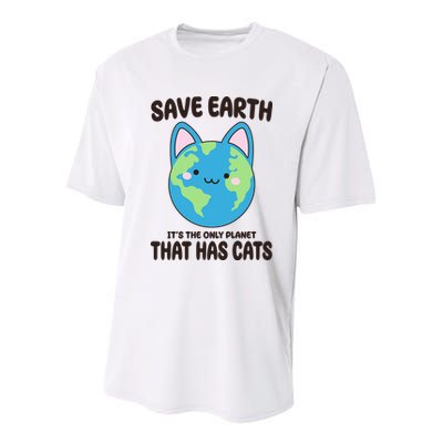 Save Earth It's The Only Planet That Has Cats Funny Cute Youth Performance Sprint T-Shirt