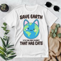 Save Earth It's The Only Planet That Has Cats Funny Cute Premium T-Shirt