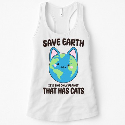 Save Earth It's The Only Planet That Has Cats Funny Cute Womens Tank Top