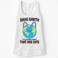 Save Earth It's The Only Planet That Has Cats Funny Cute Womens Tank Top