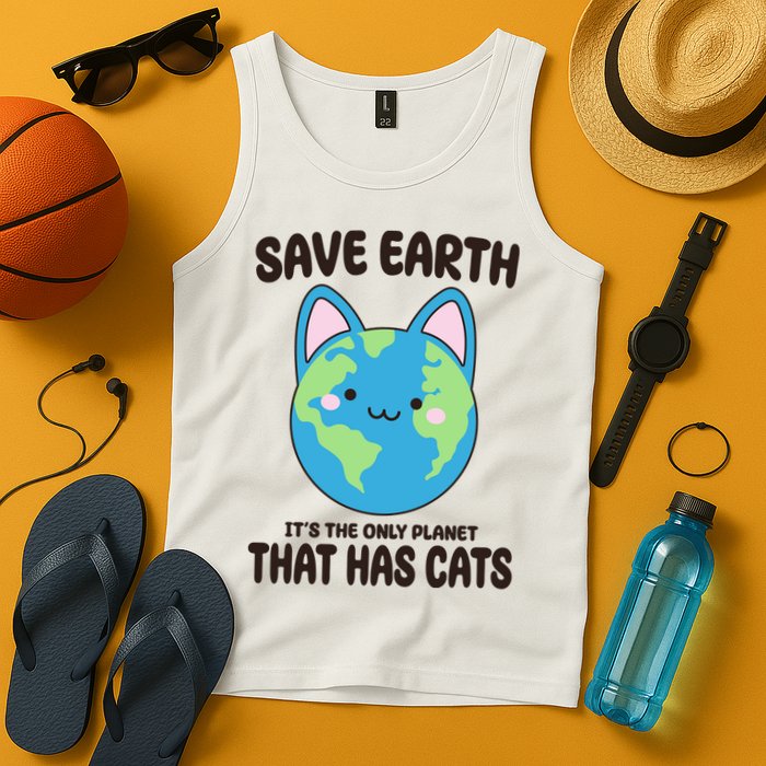 Save Earth It's The Only Planet That Has Cats Funny Cute Tank Top