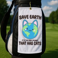 Save Earth It's The Only Planet That Has Cats Funny Cute Golf Towel