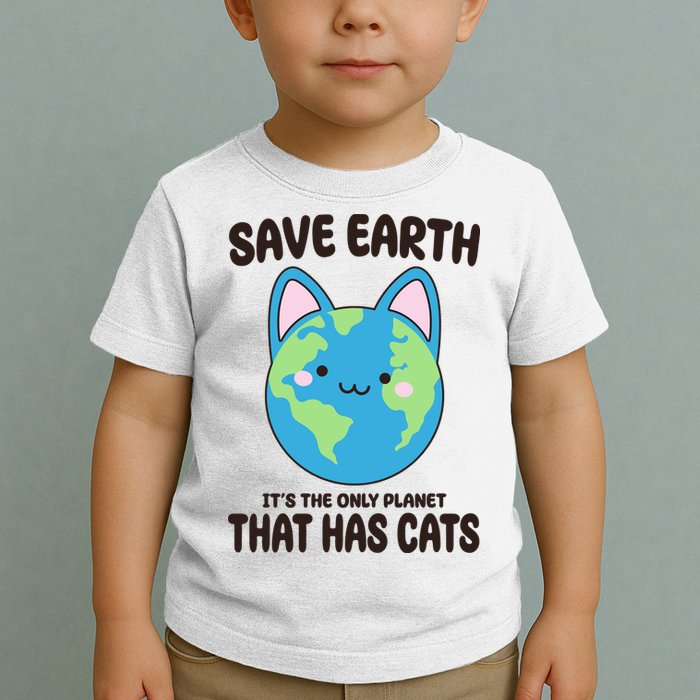 Save Earth It's The Only Planet That Has Cats Funny Cute Toddler T-Shirt