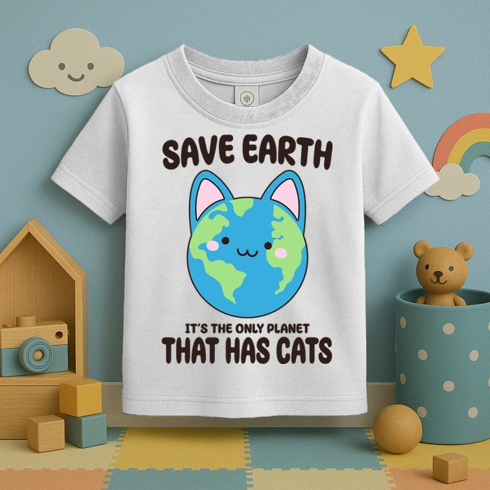 Save Earth It's The Only Planet That Has Cats Funny Cute Toddler T-Shirt