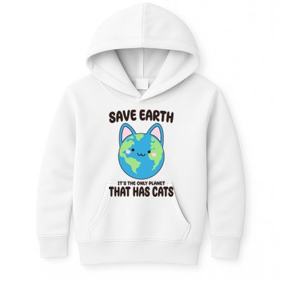 Save Earth It's The Only Planet That Has Cats Funny Cute Kids Hoodie