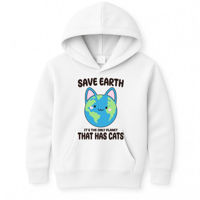 Save Earth It's The Only Planet That Has Cats Funny Cute Kids Hoodie