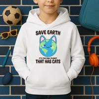 Save Earth It's The Only Planet That Has Cats Funny Cute Kids Hoodie