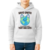 Save Earth It's The Only Planet That Has Cats Funny Cute Kids Hoodie