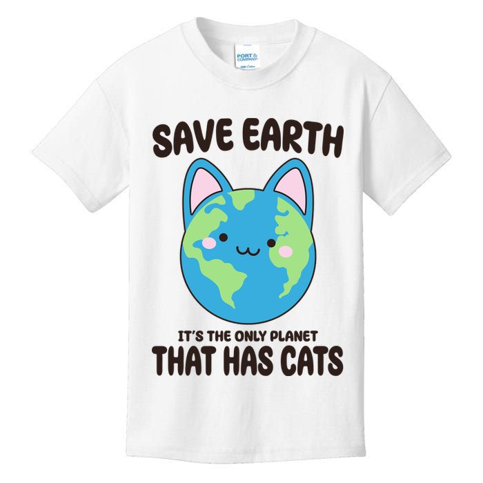 Save Earth It's The Only Planet That Has Cats Funny Cute Kids T-Shirt