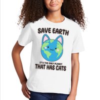 Save Earth It's The Only Planet That Has Cats Funny Cute Kids T-Shirt