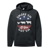 Smoke Em If you Got Em Meat Barbeque Vintage Performance Fleece Hoodie