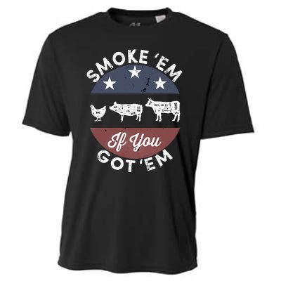 Smoke Em If you Got Em Meat Barbeque Vintage Cooling Performance Crew T-Shirt