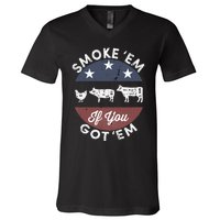 Smoke Em If you Got Em Meat Barbeque Vintage V-Neck T-Shirt