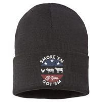 Smoke Em If You Got Em Meat Barbeque Vintage Sustainable Knit Beanie