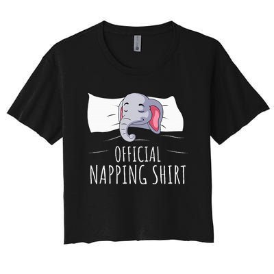 Sleeping Elephant Lover Napping Women's Crop Top Tee