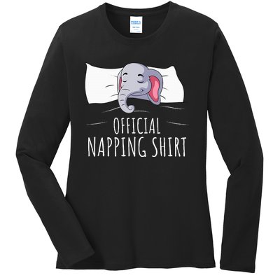 Sleeping Elephant Lover Napping Ladies Long Sleeve Shirt