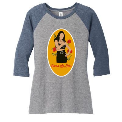 Selenas Quintanilla Como La Flor Women's Tri-Blend 3/4-Sleeve Raglan Shirt