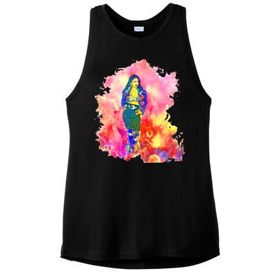 Selenas Quintanilla Watercolor Ladies PosiCharge Tri-Blend Wicking Tank