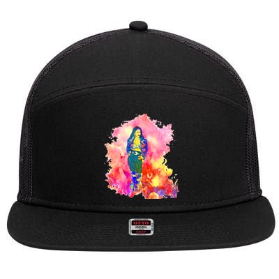 Selenas Quintanilla Watercolor 7 Panel Mesh Trucker Snapback Hat