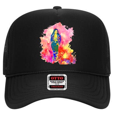 Selenas Quintanilla Watercolor High Crown Mesh Back Trucker Hat