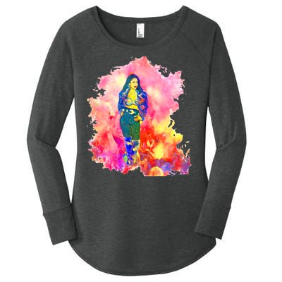 Selenas Quintanilla Watercolor Women's Perfect Tri Tunic Long Sleeve Shirt