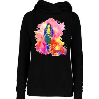 Selenas Quintanilla Watercolor Womens Funnel Neck Pullover Hood