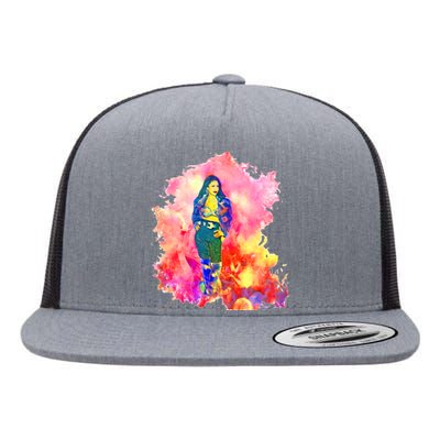 Selenas Quintanilla Watercolor Flat Bill Trucker Hat