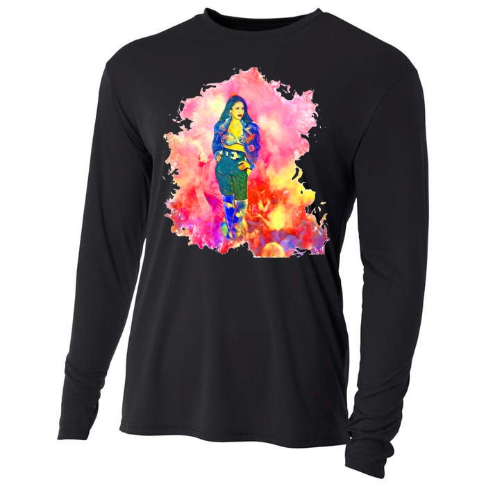 Selenas Quintanilla Watercolor Cooling Performance Long Sleeve Crew