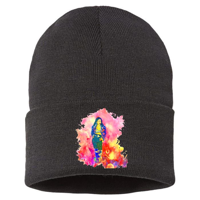 Selenas Quintanilla Watercolor Sustainable Knit Beanie