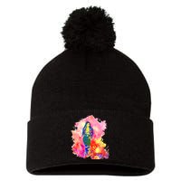 Selenas Quintanilla Watercolor Pom Pom 12in Knit Beanie