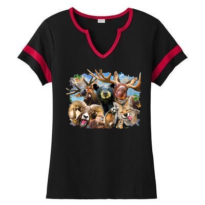 Selfie - Rocky Mountain Animals Ladies Halftime Notch Neck Tee