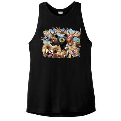 Selfie - Rocky Mountain Animals Ladies PosiCharge Tri-Blend Wicking Tank