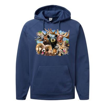 Selfie - Rocky Mountain Animals Performance Fleece Hoodie