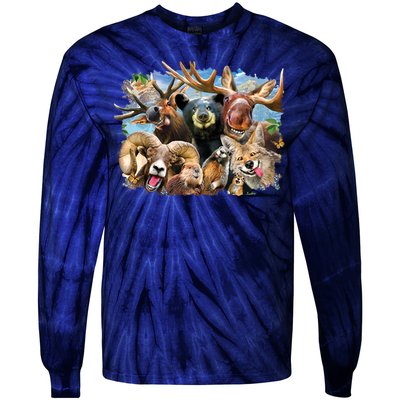 Selfie - Rocky Mountain Animals Tie-Dye Long Sleeve Shirt